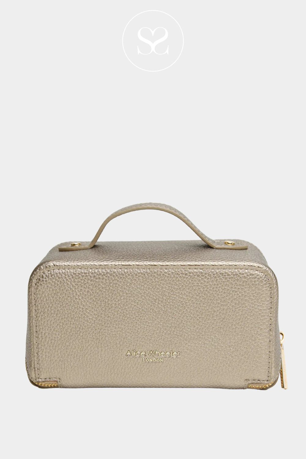 ALICE WHEELER BRONZE LEATHER MAKEUP BAG WITH TOP CARRY HANDLE - IRELAND