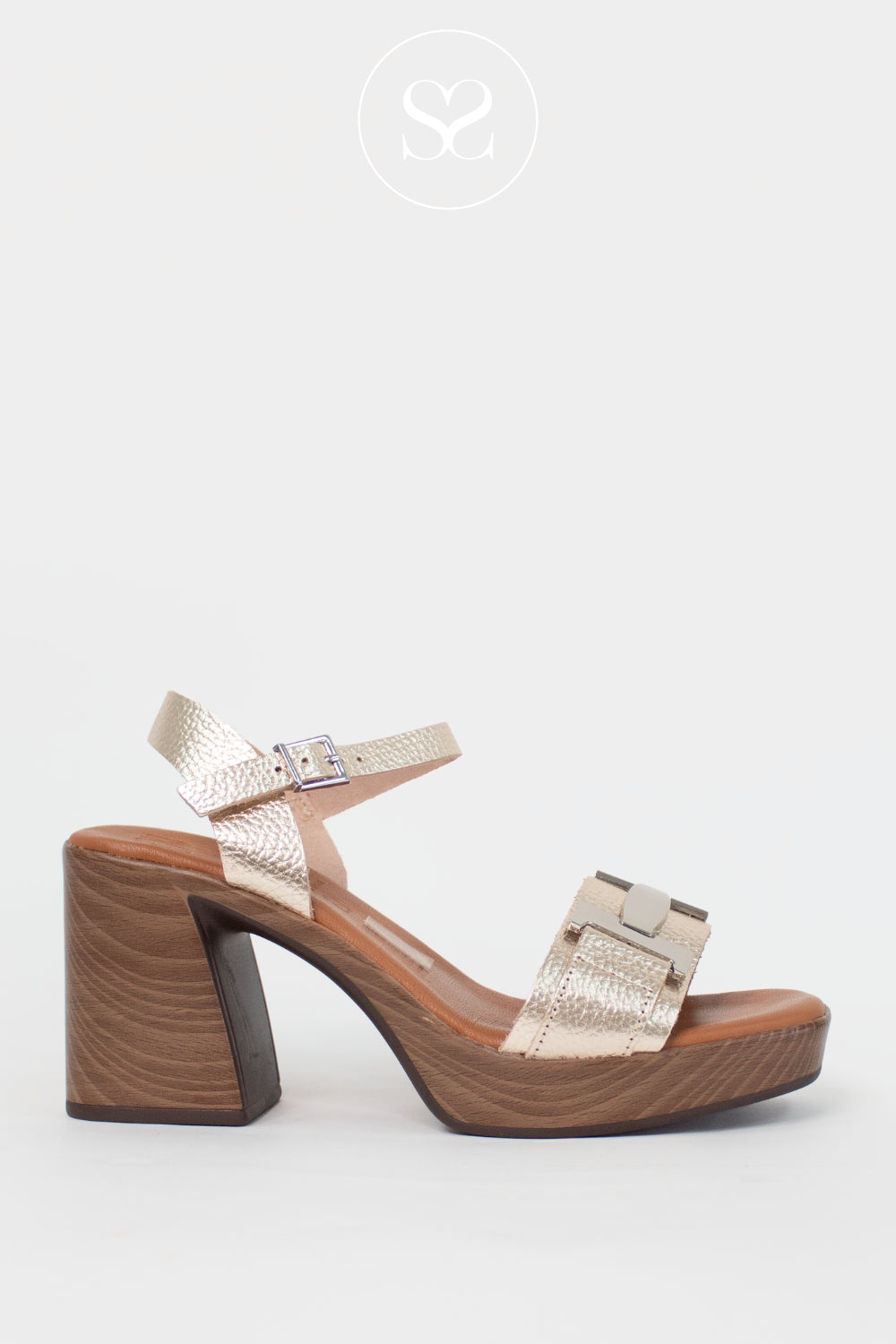 Oh My Sandals Gold Platform Block Heel Sandals 5931 Ireland