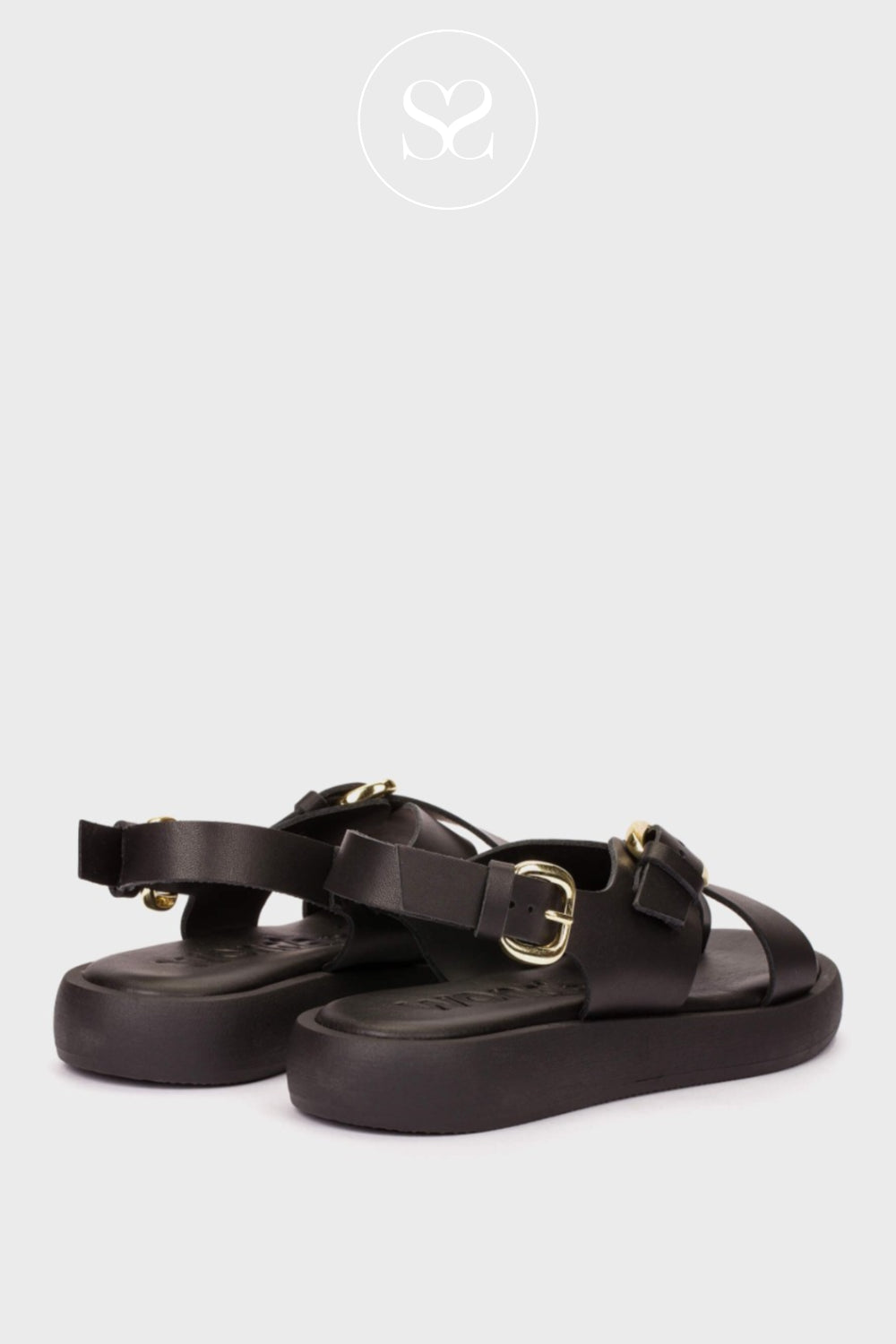 Wonders Black Slingback Flatform Sandals - AB-1332