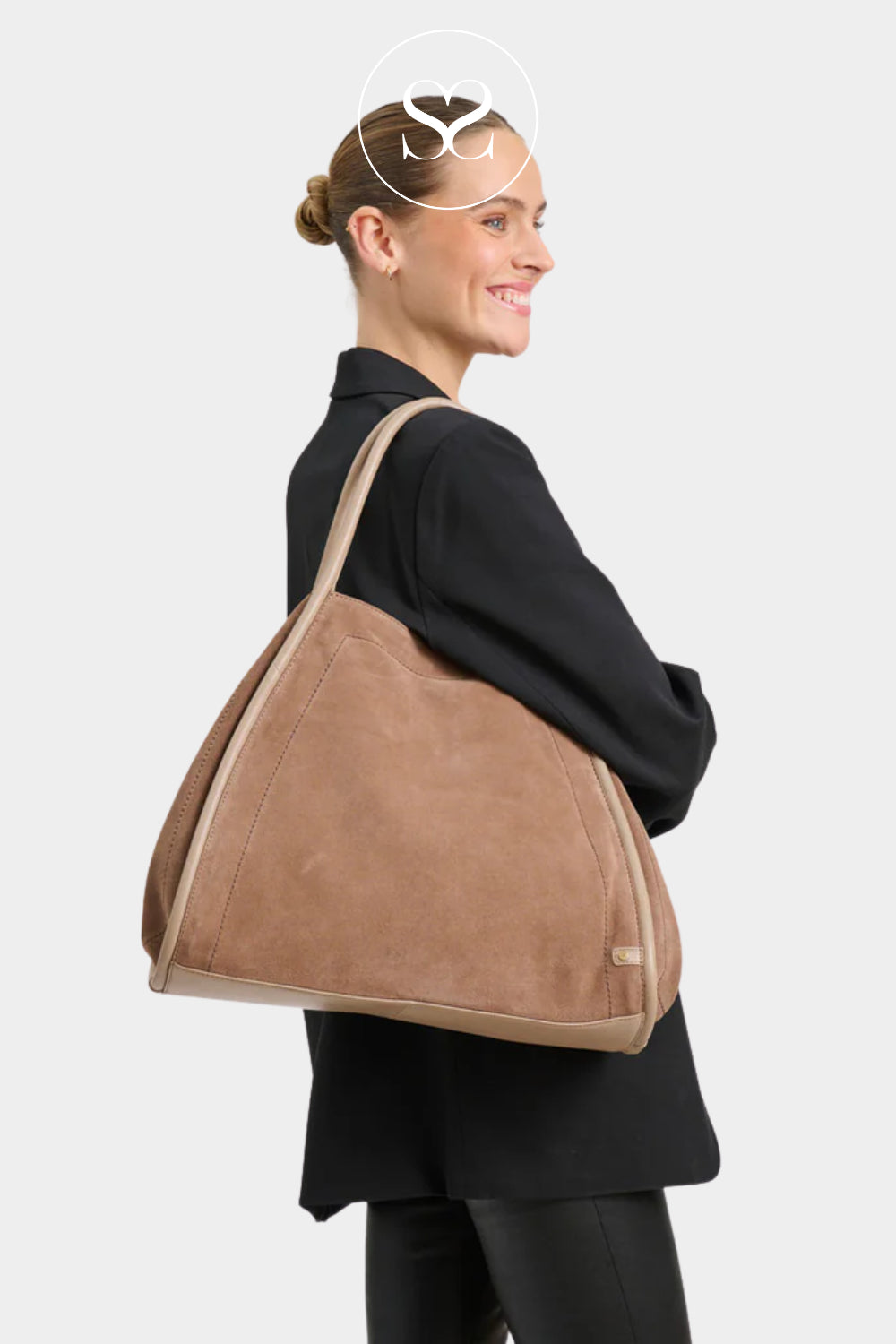 Depeche Taupe Suede Shopper - 16466