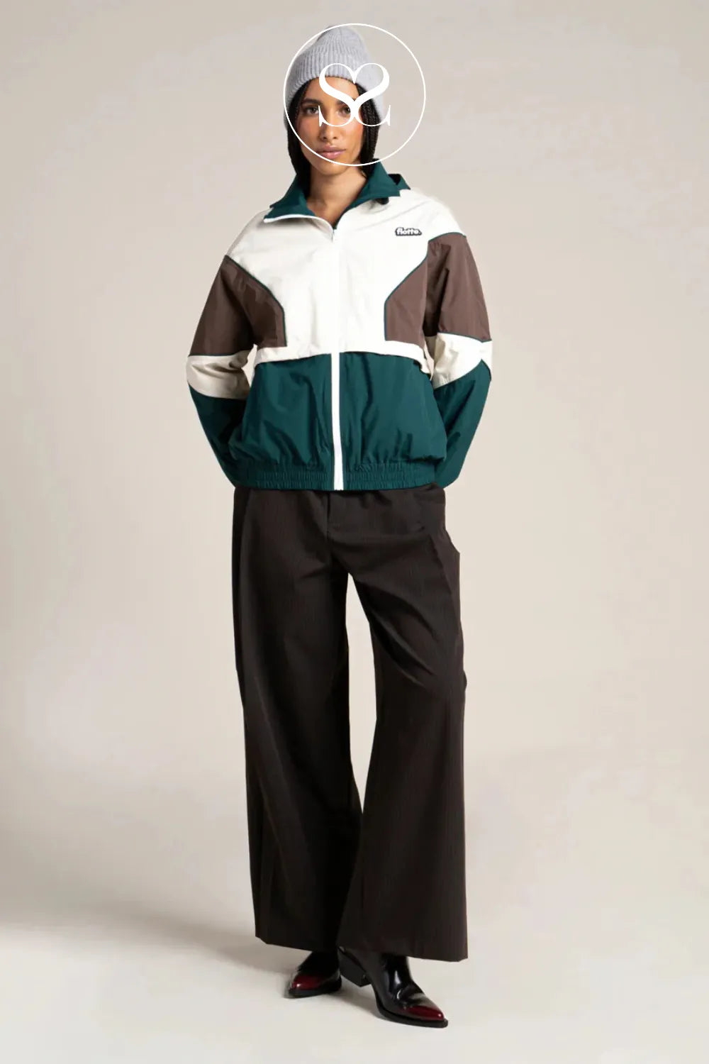 Flotte Brown, Green & Cream Waterproof Jacket for Women - Saint Martin