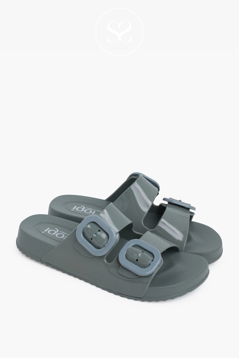 green slider sandals for women with chunky sole and adjustable straps - comfortable Igor style