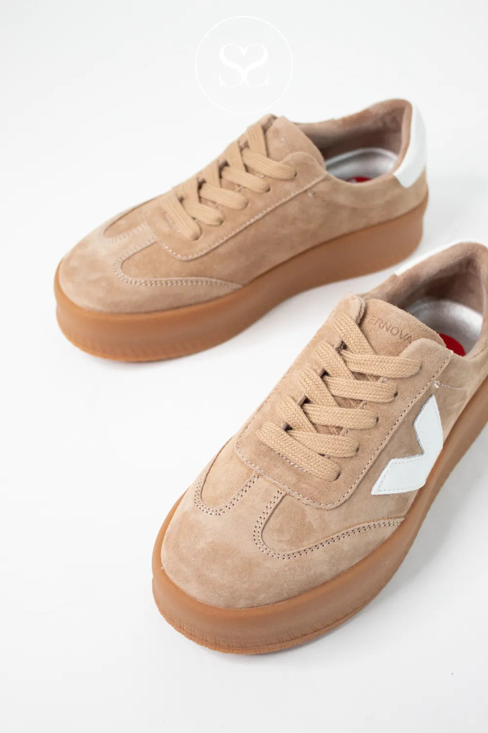 DRILLEYS CAMEL (DESERT SAND) CHUNKY FLATFORM TRAINERS - EIGHTY FOUR FOR WOMEN SNEAKERS WITH SUEDE TOE CAP DETAIL