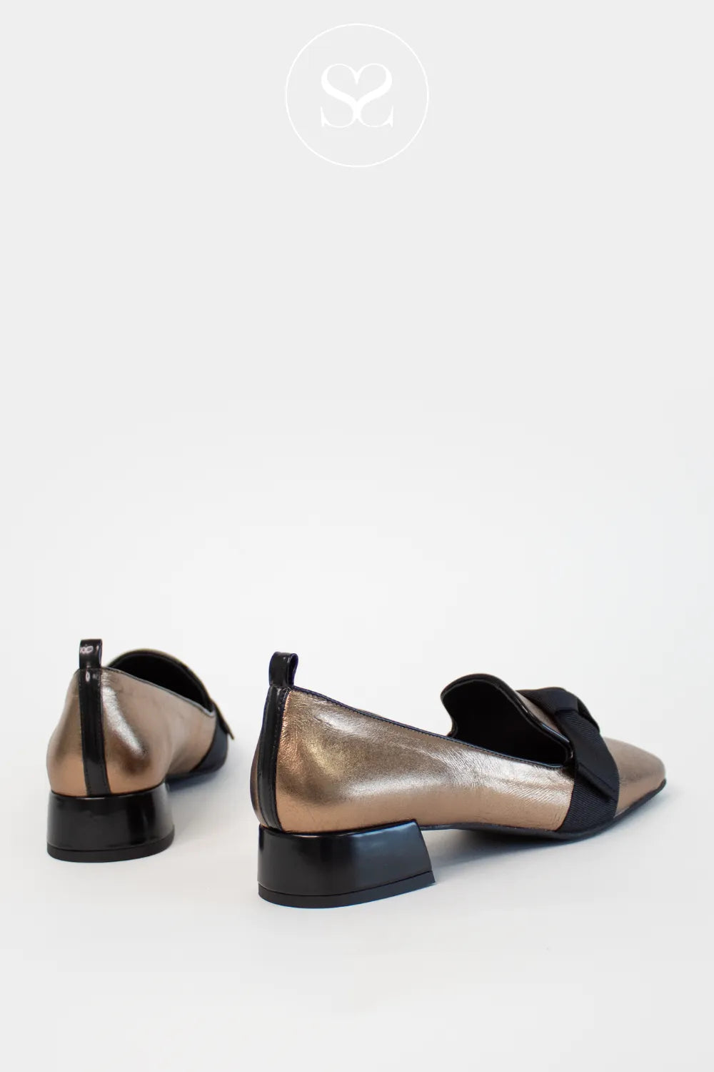 LODI BRONZE BLOCK HEEL SQUARE TOE LOAFERS BELGA