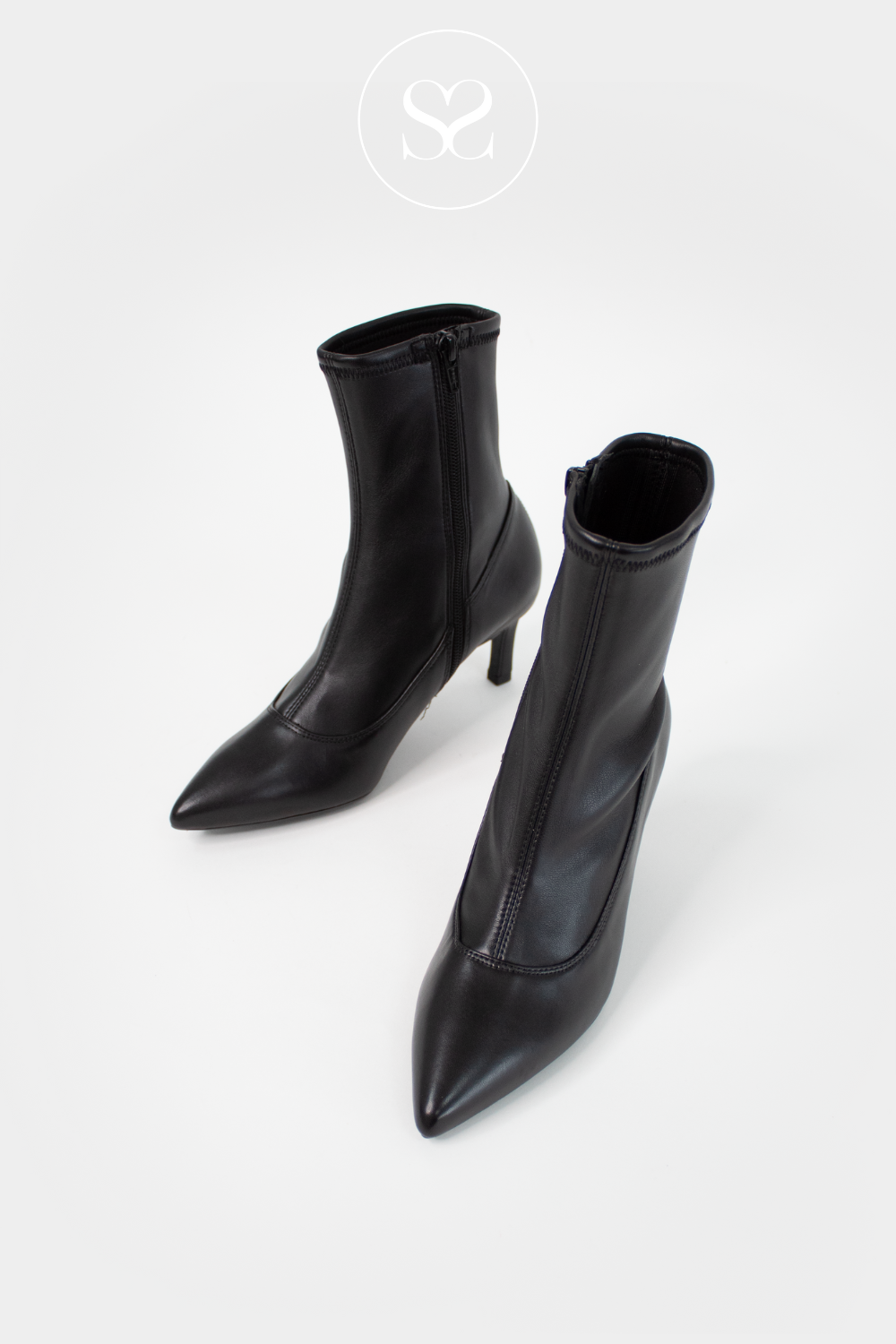Unisa Lanet black leather sock boot for women