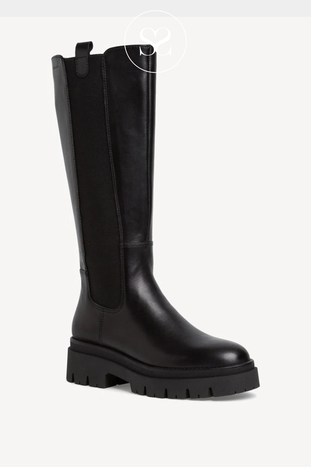 TAMARIS BLACK CHUNKY CHELSEA KNEE HIGH BOOTS 1-25608-41