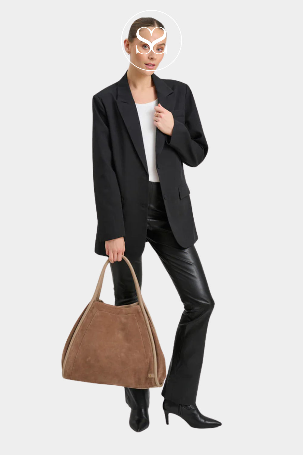 Depeche Taupe Suede Shopper - 16466