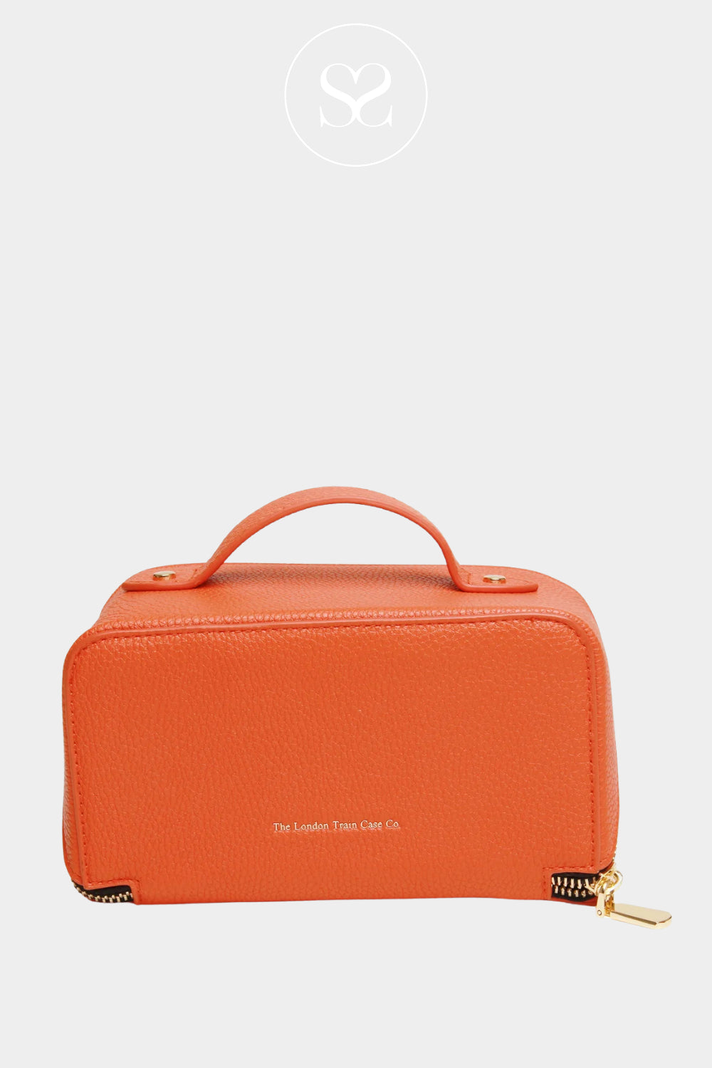ALICE WHEELER ORANGE LEATHER MAKEUP BAG WITH TOP CARRY HANDLE - IRELAND