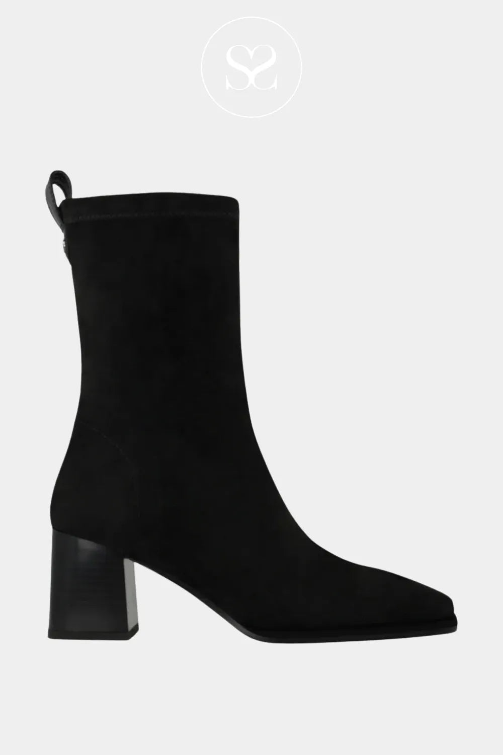 LODI BLACK SUEDE SOCK BOOTS WITH BLOCK HEEL A-HEKA