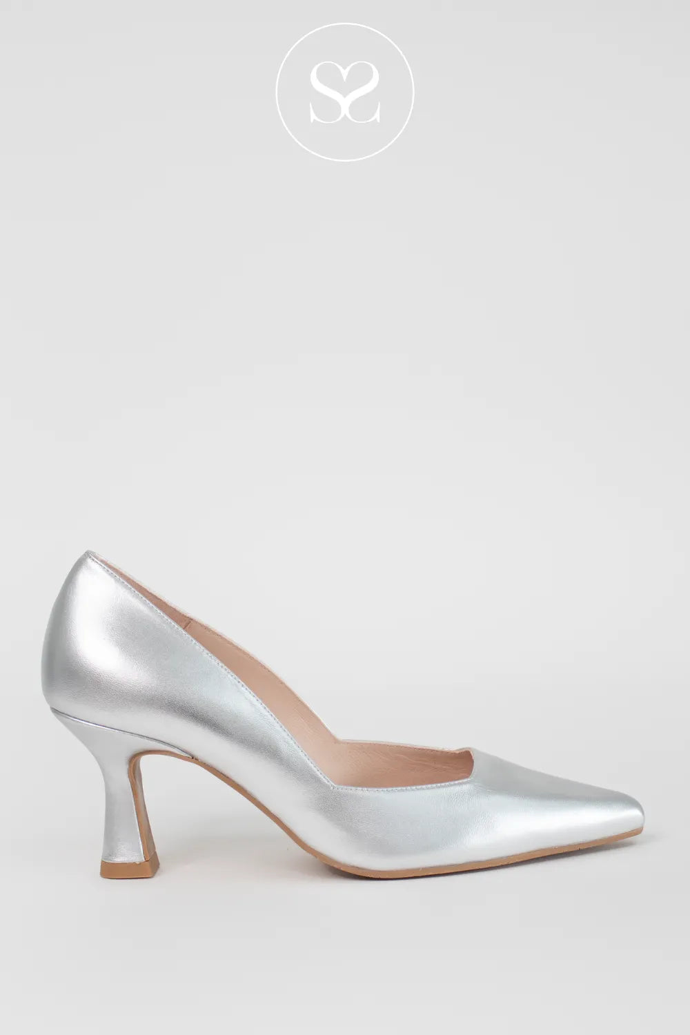 LODI GENIUS SILVER LEATHER FLARED HEEL COURT SHOES LODI SHOES