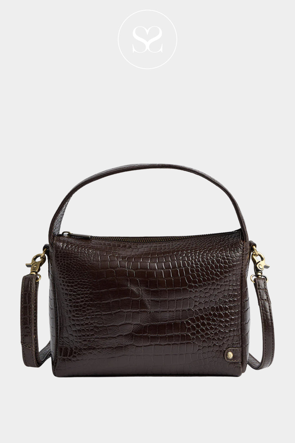 Brown crocodile-patterned handbag from Depeche available in Ireland
