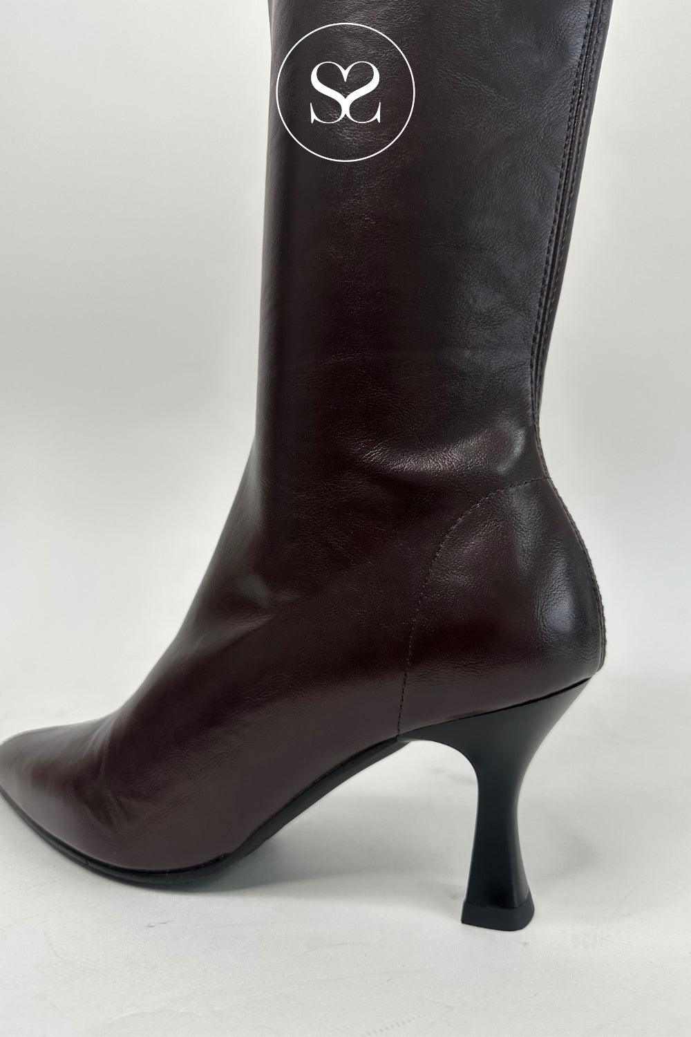 Buy Miss Elastic Chocolate Brown Knee High Sock Boots - 78041