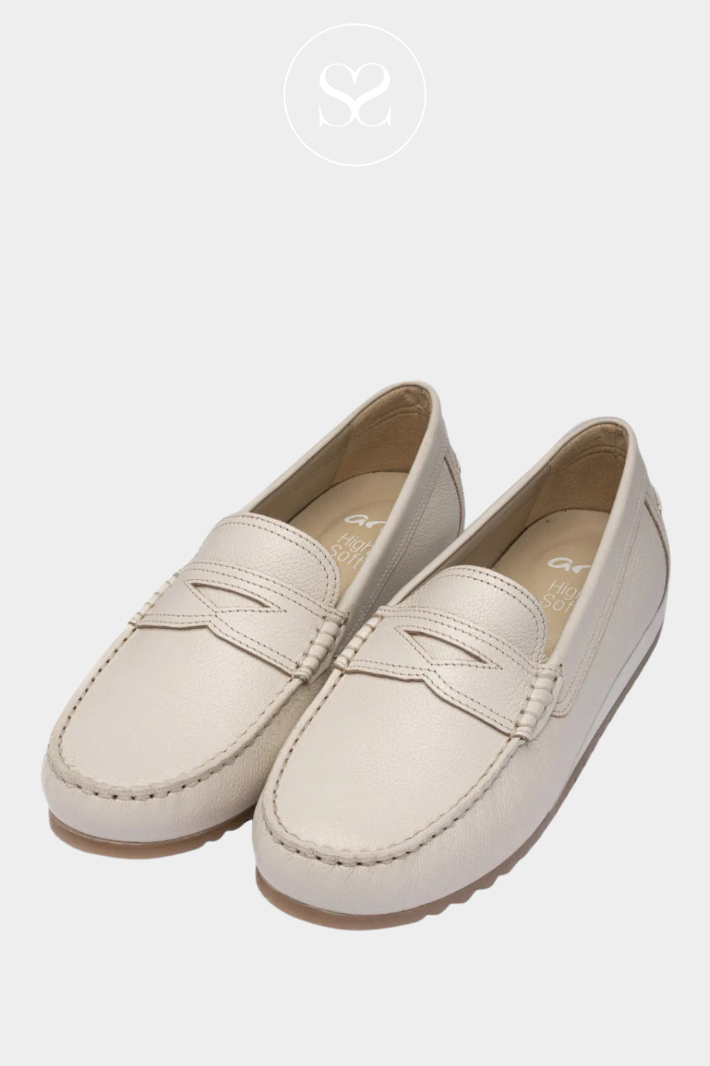 ARA Cream Low Wedge Loafer 12-27702