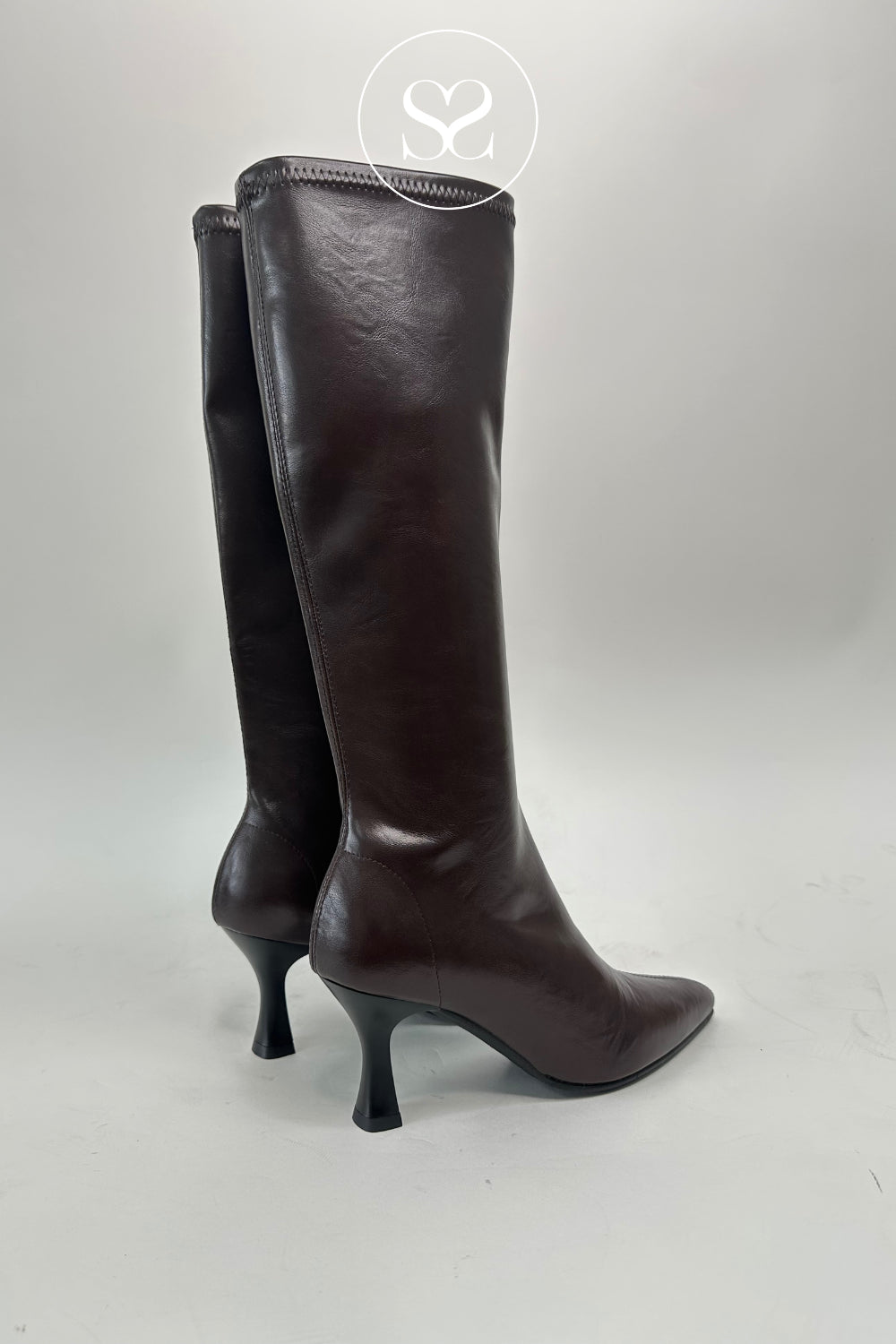 Miss Elastic Chocolate Brown Knee High Sock Boots - 78041 Ireland