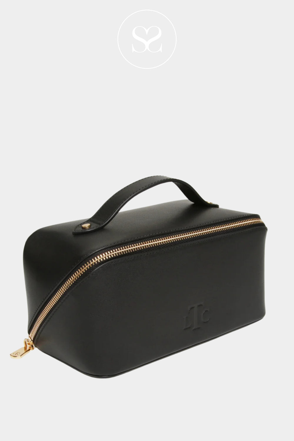 ALICE WHEELER BLACK LEATHER MAKEUP BAG WITH ZIP CLOSURE FOR WOMEN