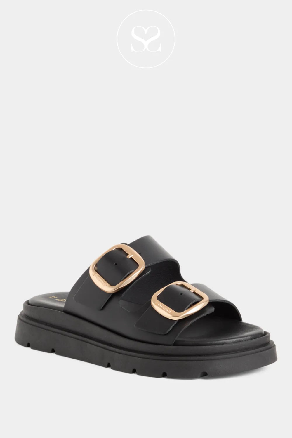 Tamaris Black Chunky Slider Sandals 1-27239-42