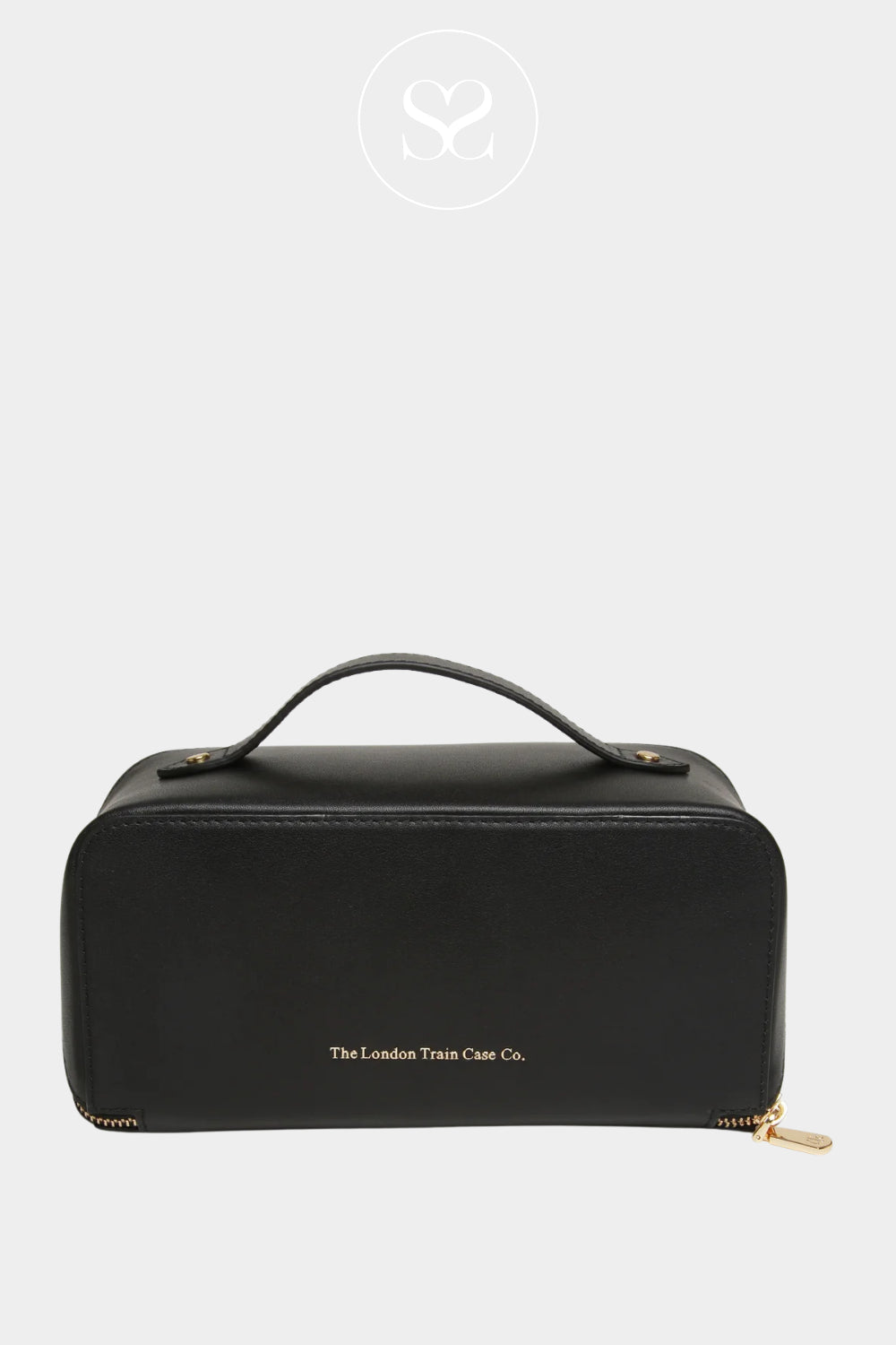 ALICE WHEELER BLACK LEATHER MAKEUP BAG WITH TOP CARRY HANDLE - IRELAND