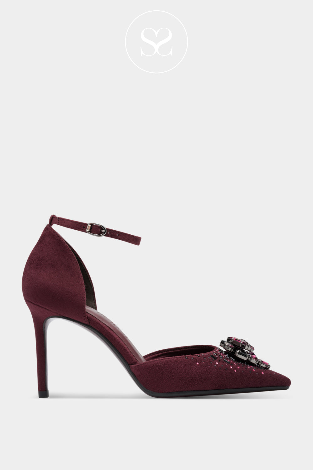 Tamaris Wine Red Bejeweled High Heels 1-22440-47 Ireland