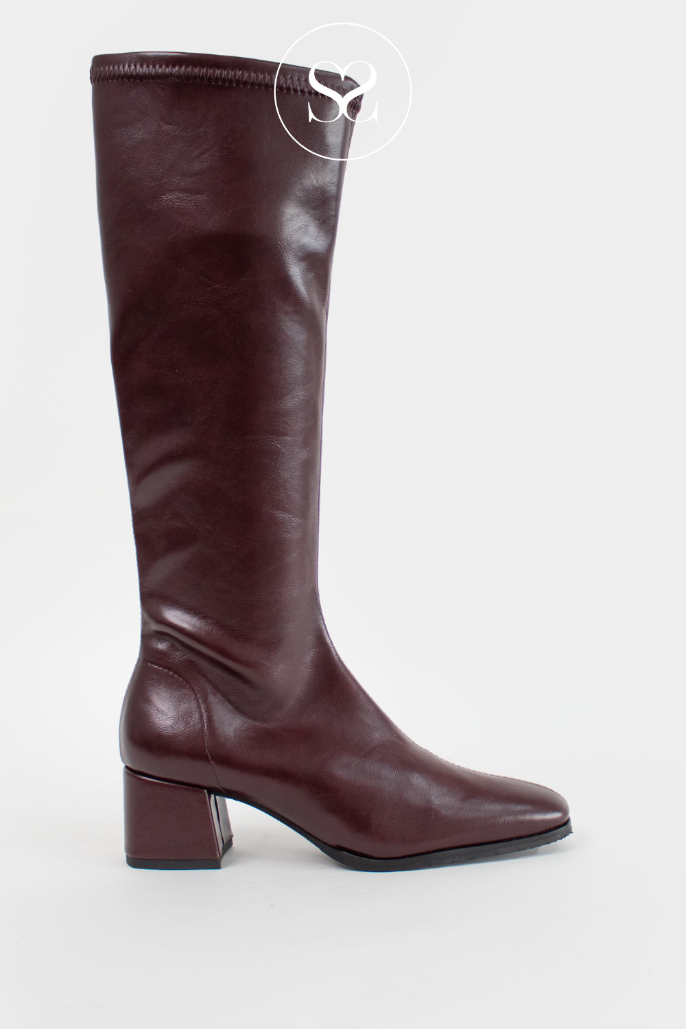 Miss Elastic Burgundy Knee High Sock Boots - 78331