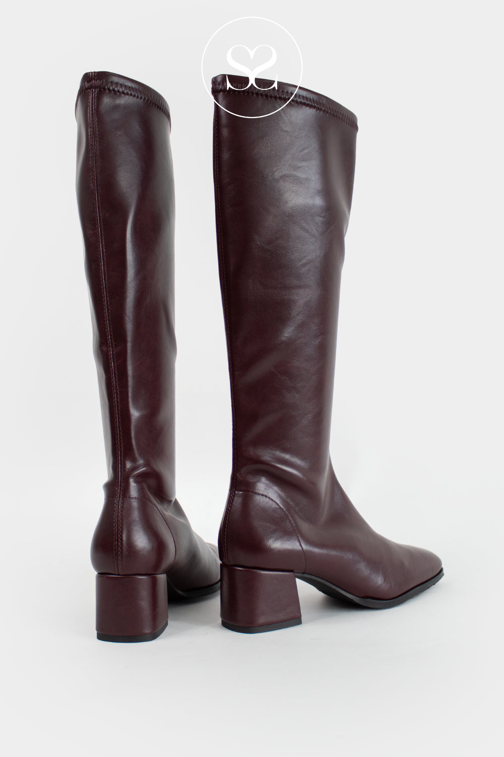 Miss Elastic Burgundy Knee High Sock Boots - 78331 Ireland