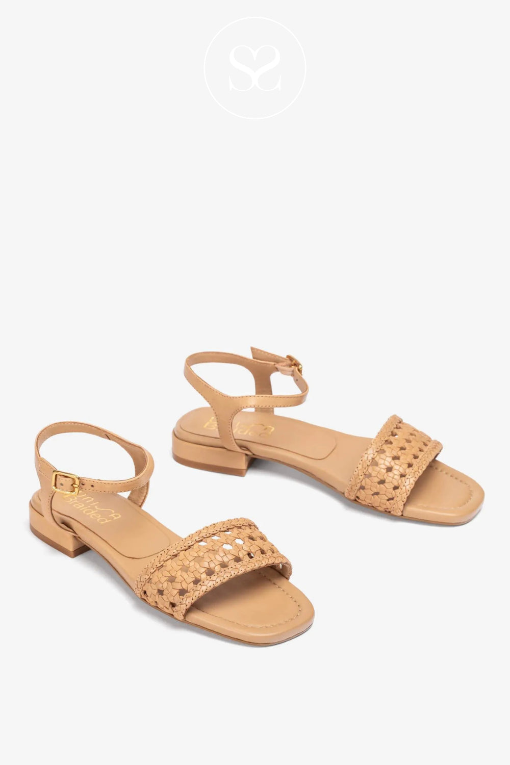 Unisa Camel Braided Block Heel Sandals - Calaf