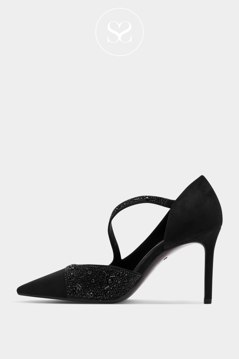 Tamaris Black Suede Pointed Toe Heels for Women in Ireland