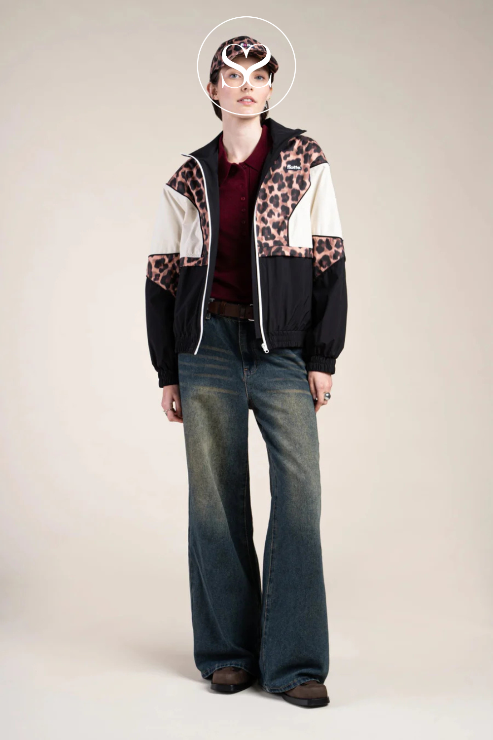 Flotte Black, Leopard Print & Cream Waterproof Jacket - Saint Martin
