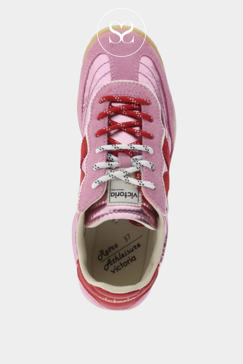 Victoria Metallic Pink & Red Retro Trainers 1158111