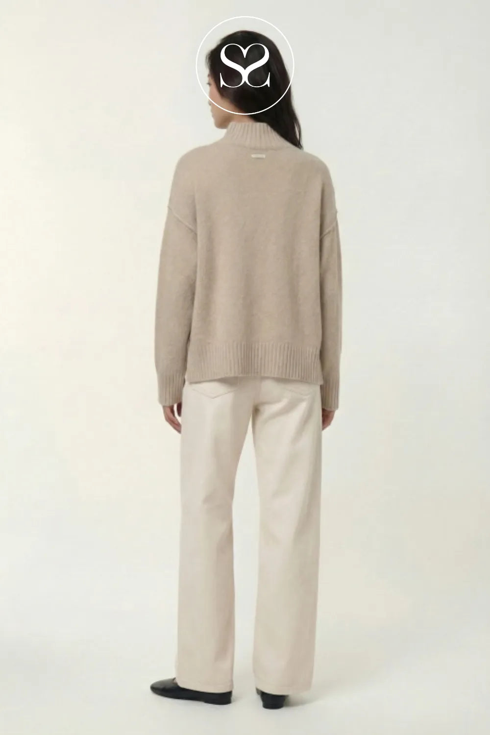 Beige High Neck Jumper - Cielom