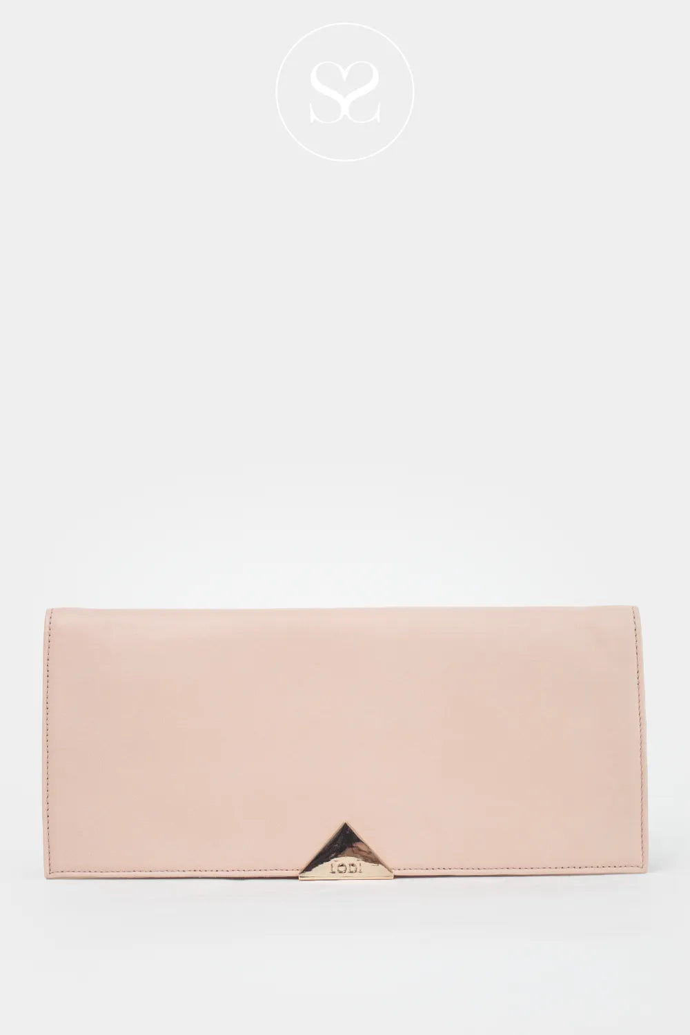 Lodi Nude Leather Envelope Clutch Bag (Gold Clasp) - L1900