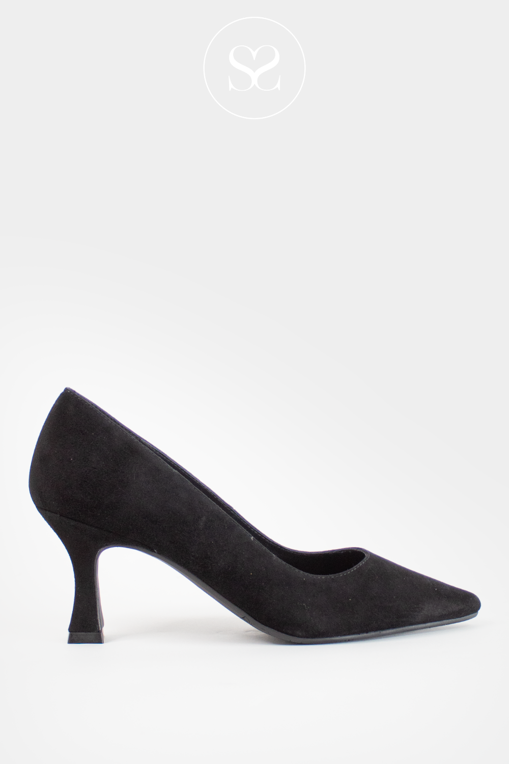 LODI FULL BLACK SUEDE COURT SHOES / HEELS (BLACK INSOLE) JONA
