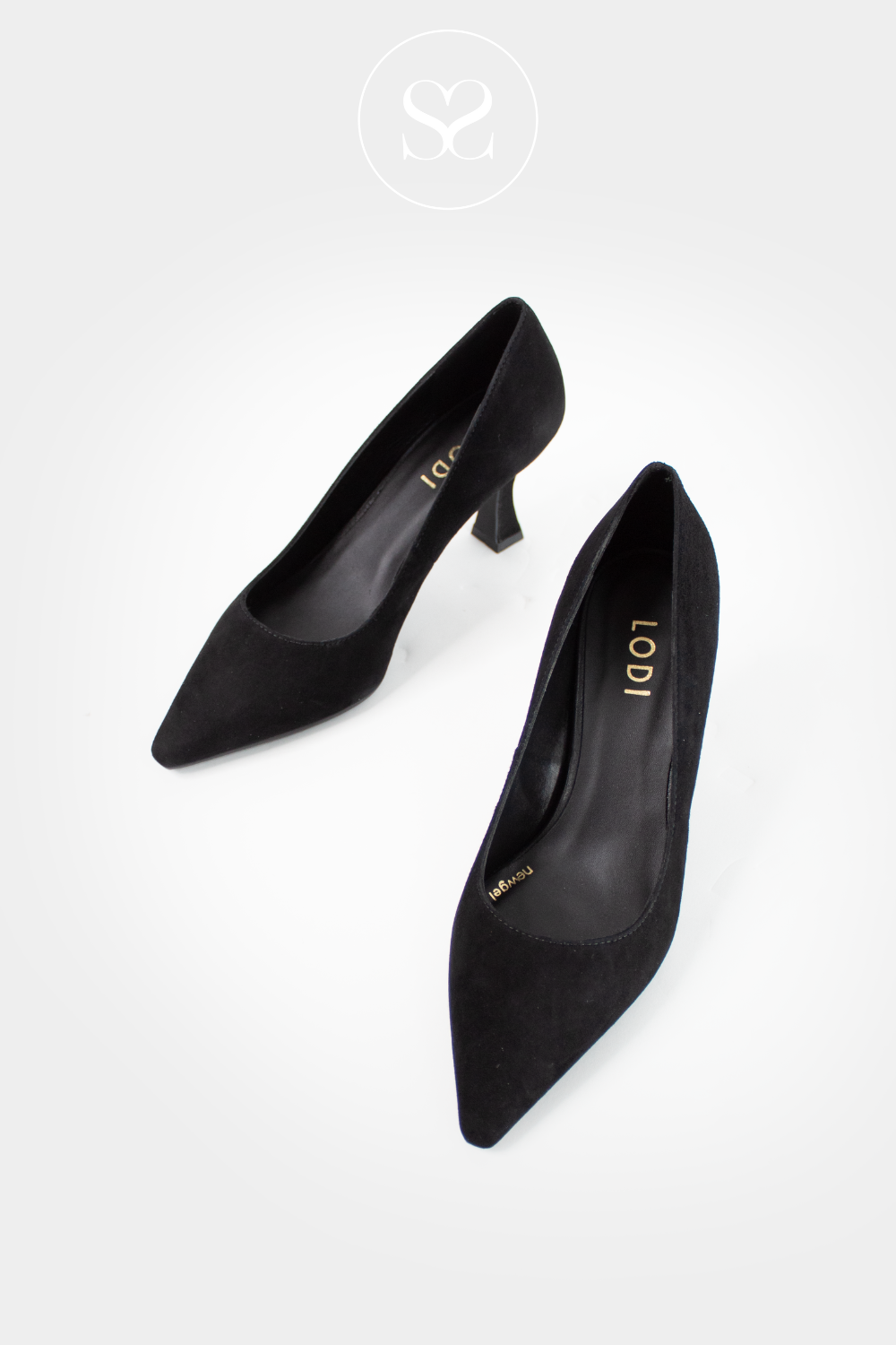 LODI FULL BLACK SUEDE COURT SHOES / HEELS (BLACK INSOLE) JONA