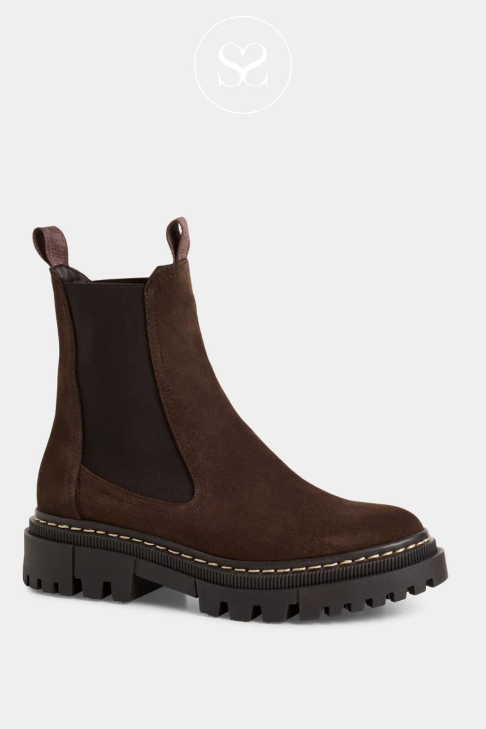 TAMARIS BROWN LEATHER SUEDE CHELSEA BOOTS - 1-25491-41