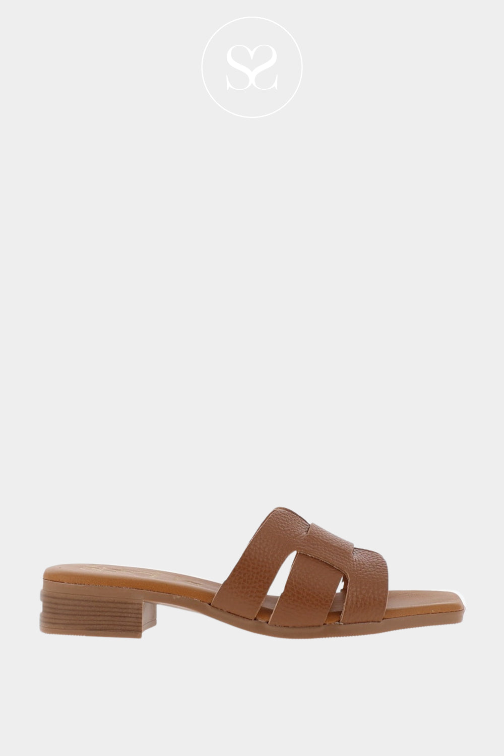 Oh My Sandals Tan Block Heel Slider Sandals 5880 Ireland