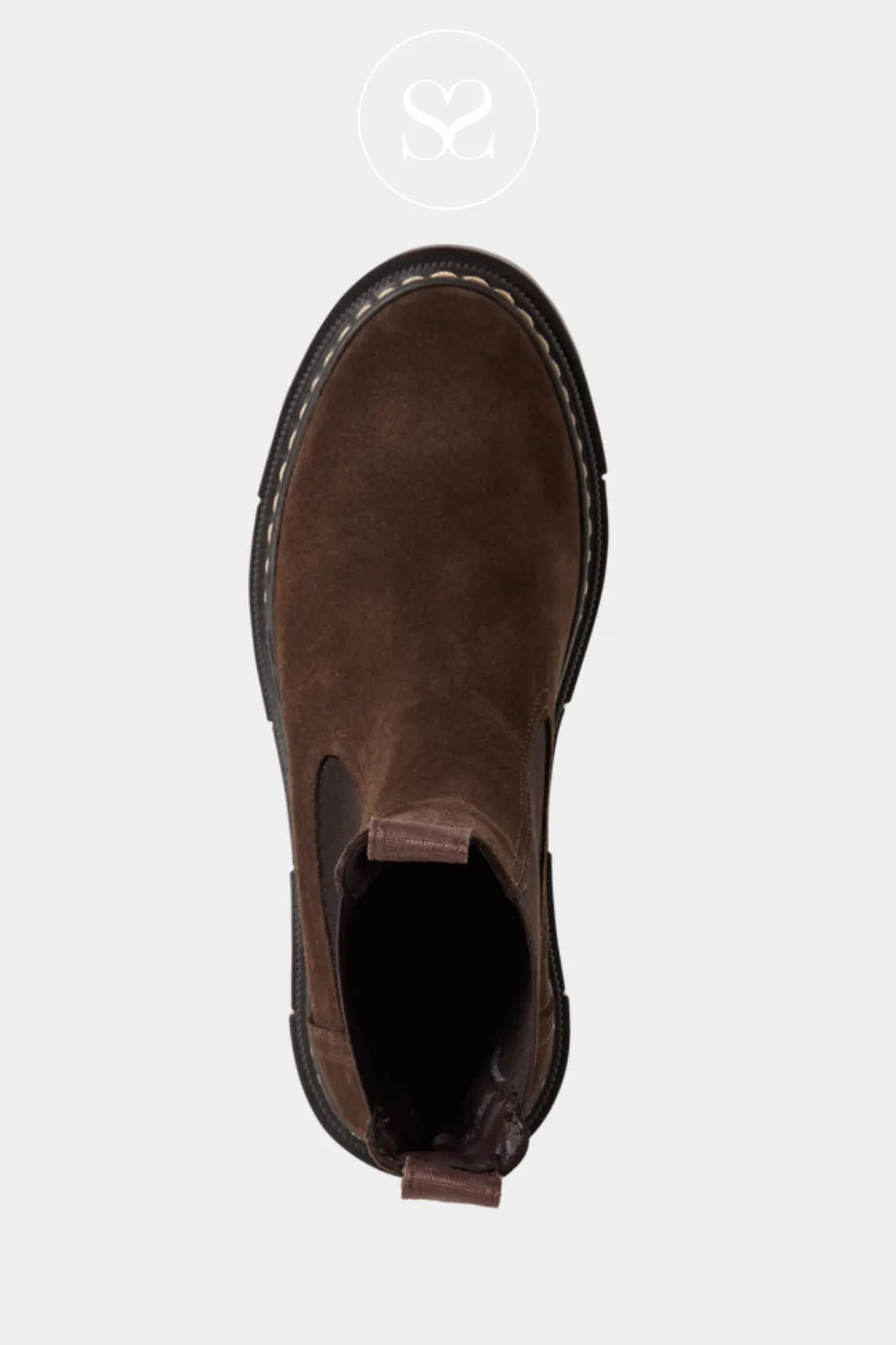 TAMARIS BROWN LEATHER SUEDE CHELSEA BOOTS - 1-25491-41