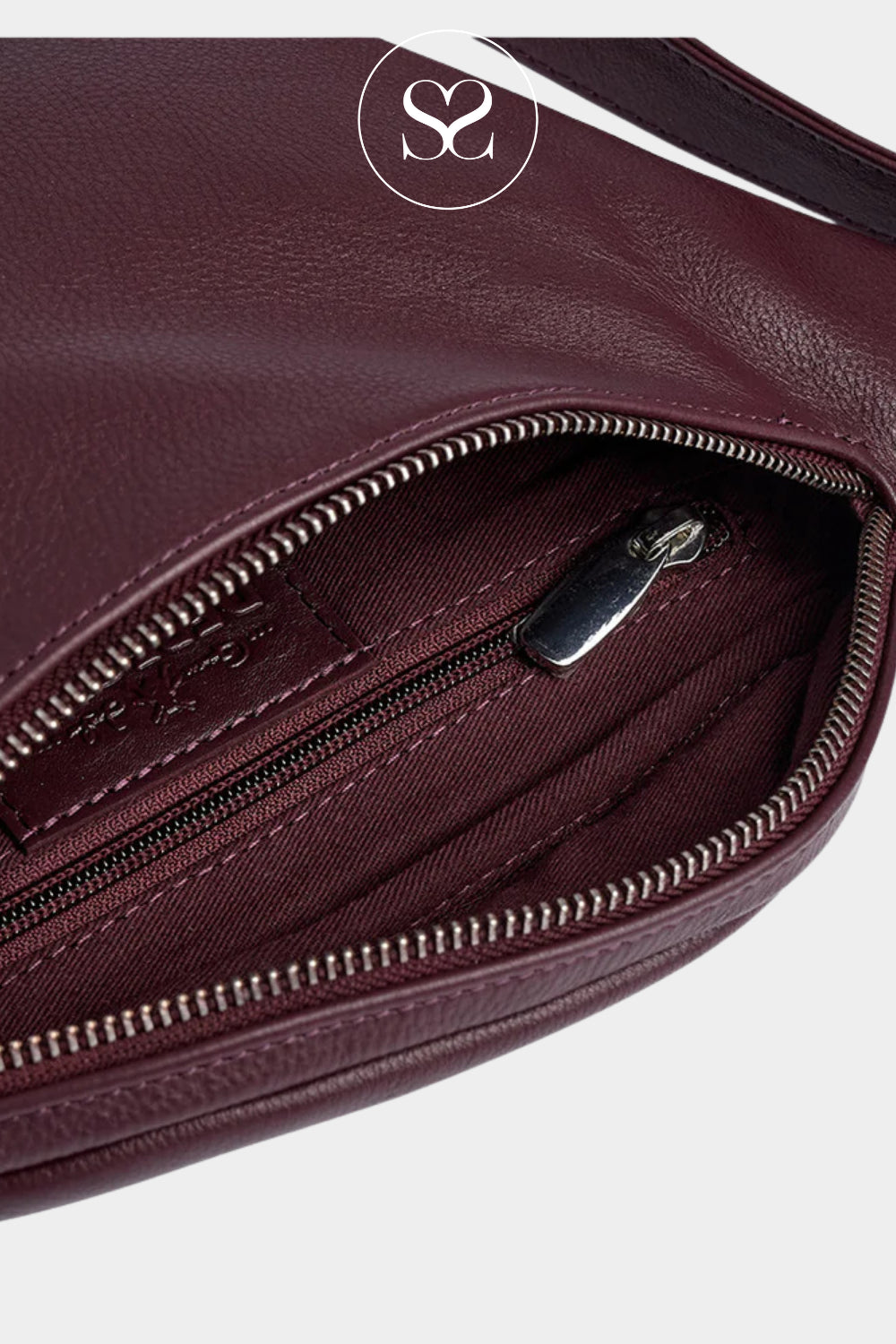 Depeche Burgundy Leather Crossbody Bum Bag - 12556