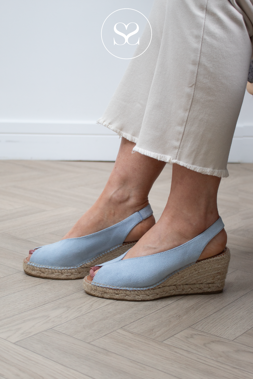 Viguera Blue Suede - Slingback Espadrille Wedges - 2127