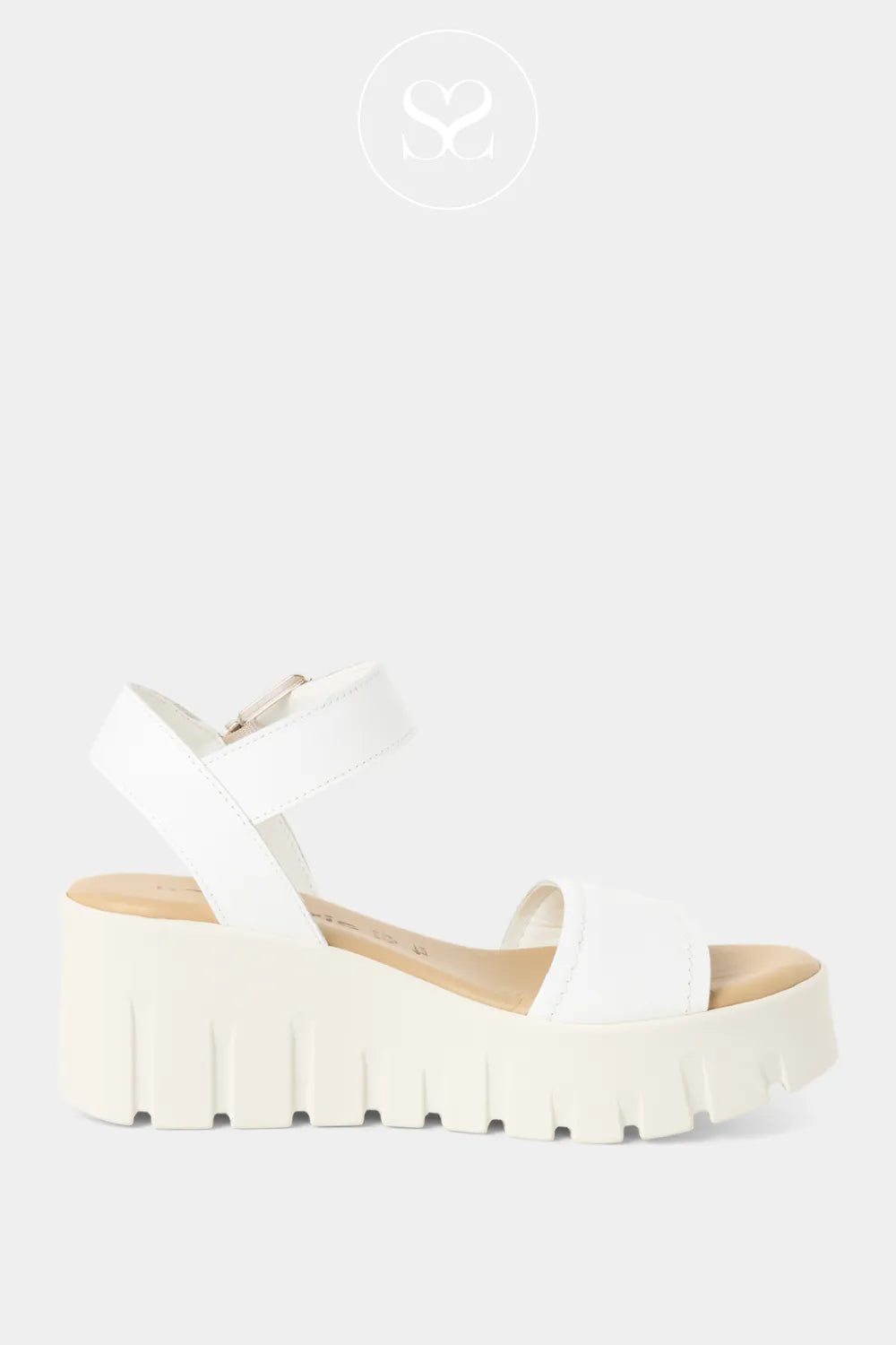 Tamaris White Wedge Sandals 1-28712-42 High white wedge sole adding flattering lift and lightweight comfort