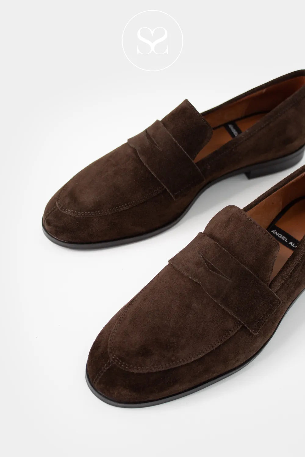 COMFORTABLE ANGEL ALARCON BROWN SUEDE PENNY LOAFERS - ZAMA