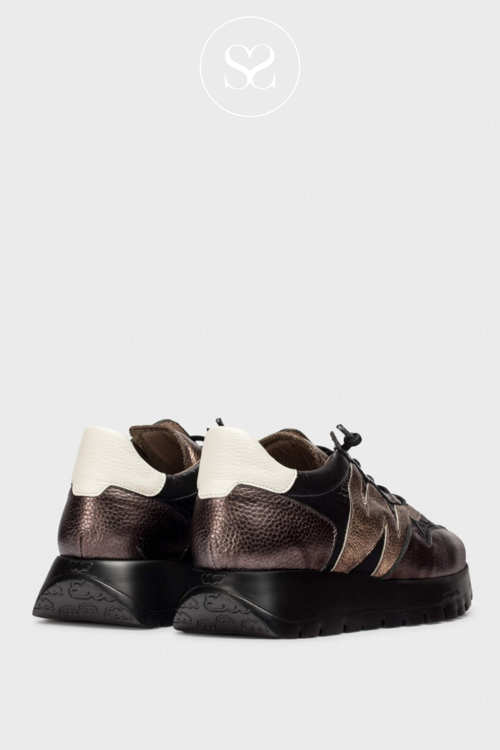 Black and metallic wedge sneakers for women from Wonders