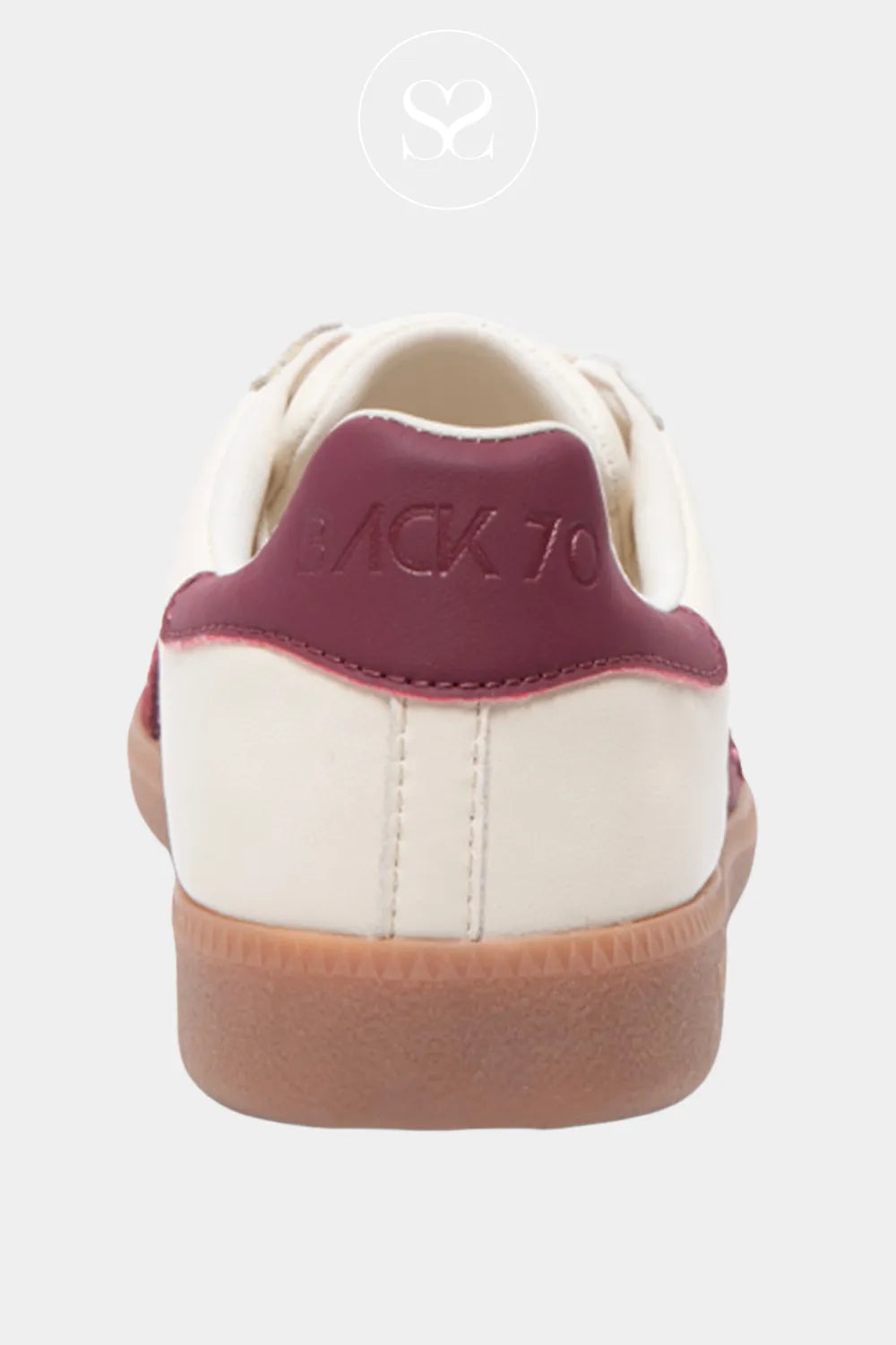 BACK 70 CREAM LEATHER LOW PROFILE TRAINER WITH WINE ACCENTS - IRELAND