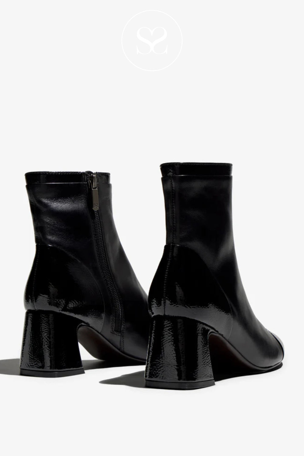 COMFORTABLE BLACK LEATHER HEELED ANKLE BOOT FOR WOMEN MYA-01 - REGARDE LE CIEL