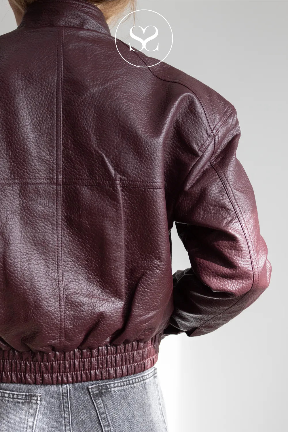 Burgundy Cropped Leather Jacket - CV2202