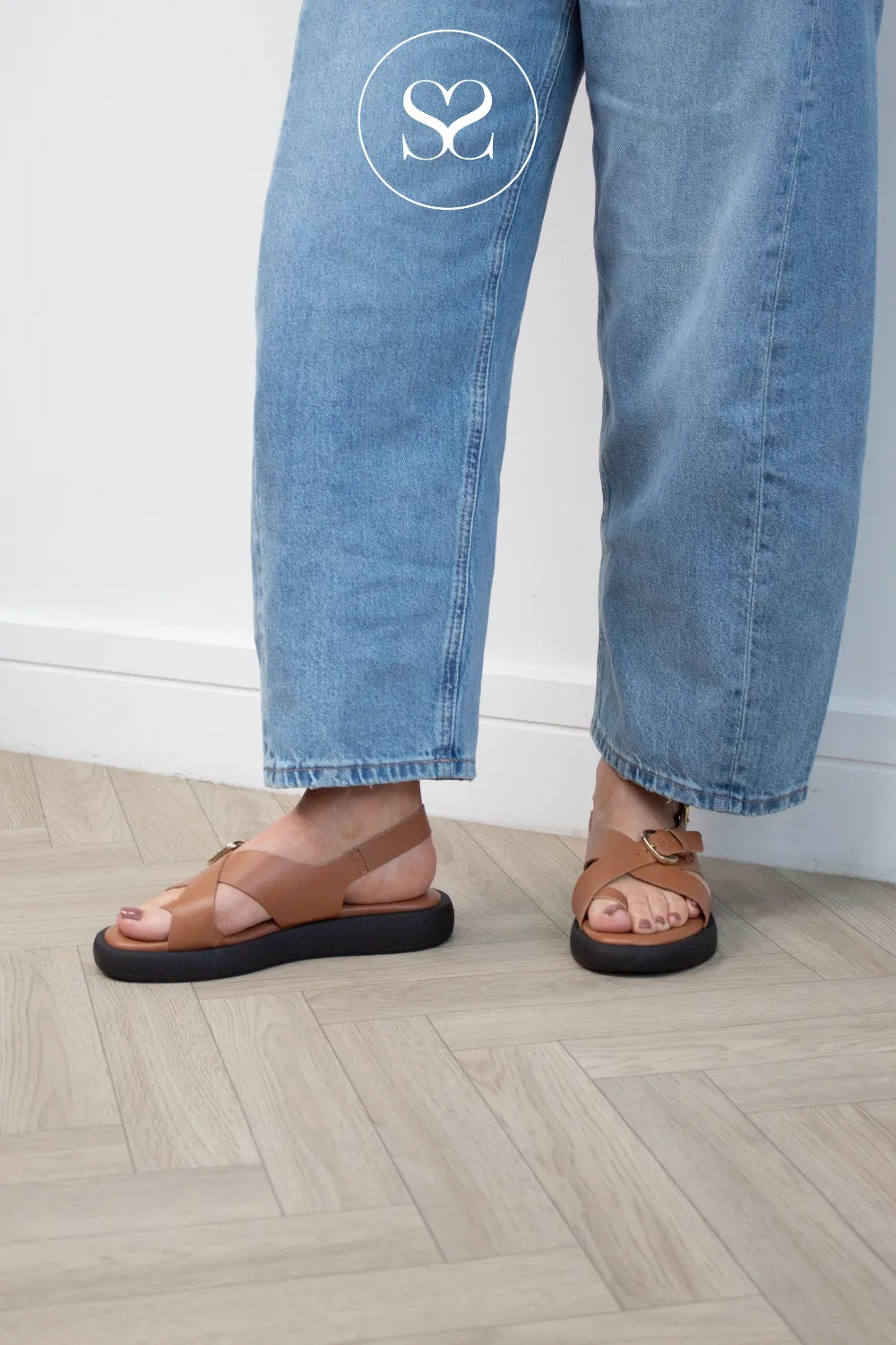 Wonders Tan Slingback Flatform Sandals - AB-1332