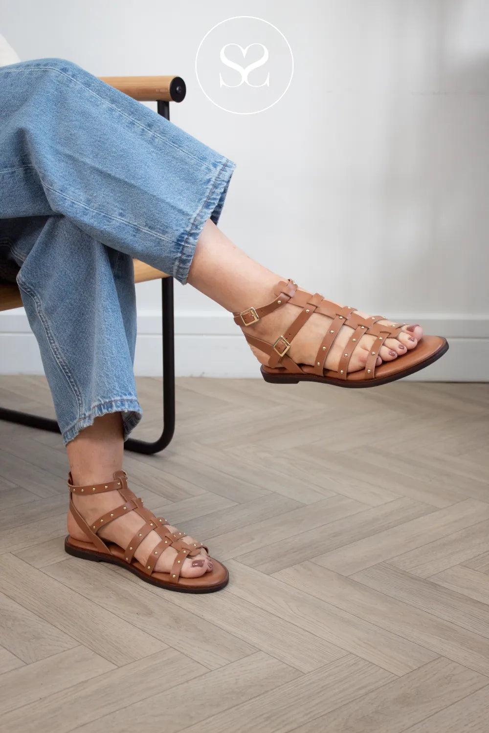 Wonders Tan Gladiator Flat Sandals AB-1554M