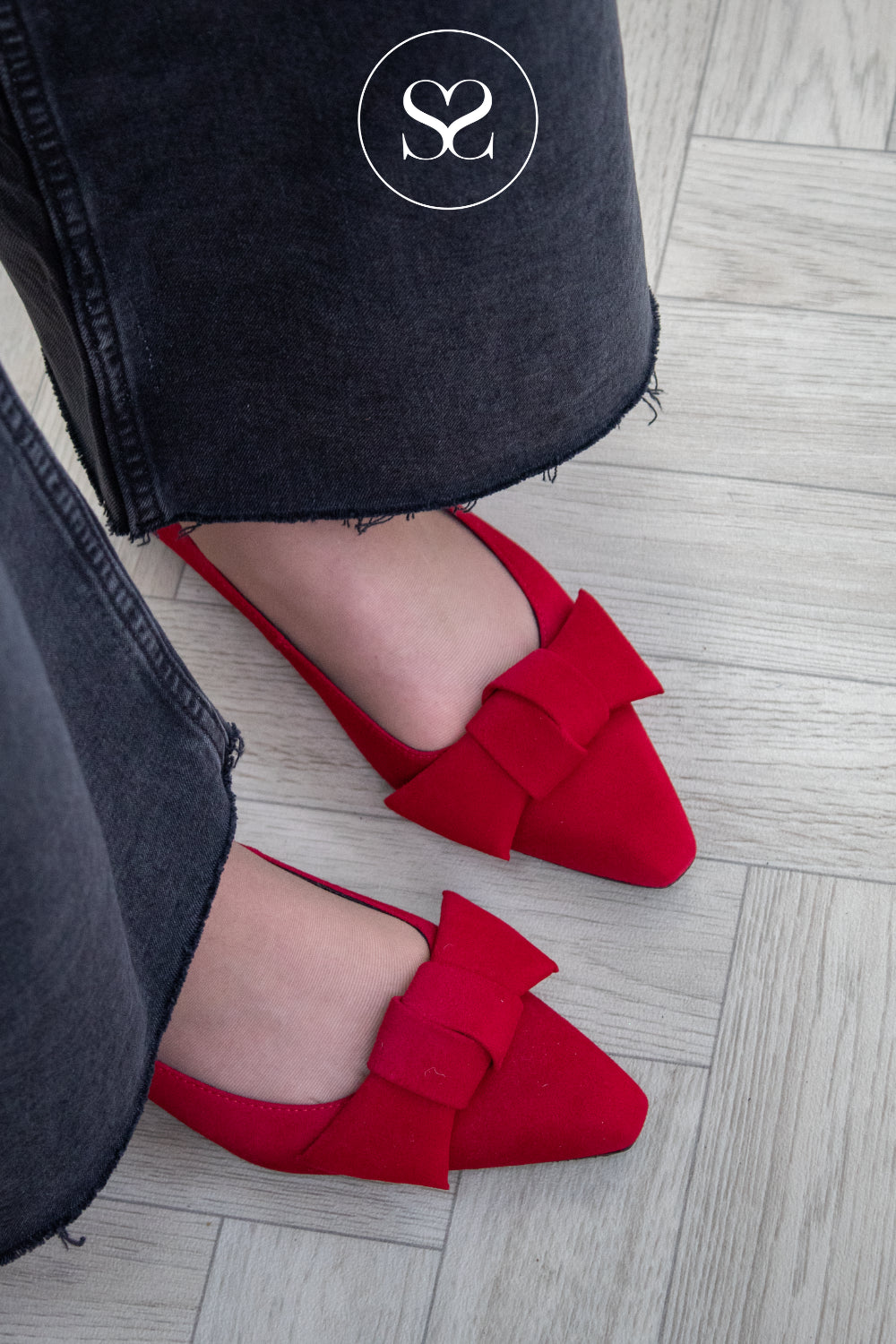 LODI RED SUEDE POINTED PUMPS SHOES - BED5527