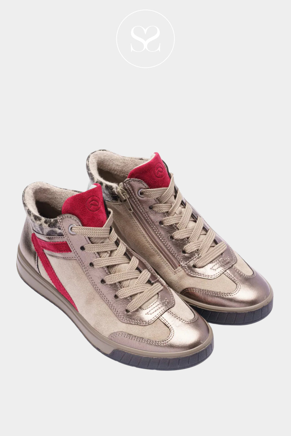 Ara - Bronze Metallic & leopard print High Top Trainers for Women - 12-50022