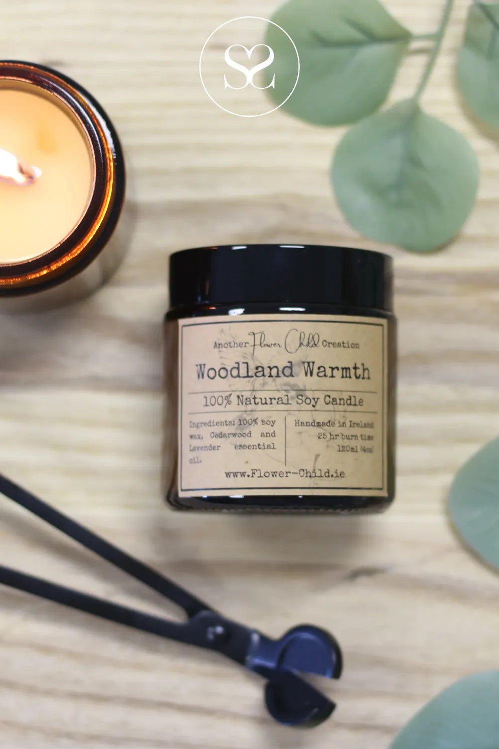 FLOWER CHILD CANDLE - WOODLAND WARMTH Grounding Cedarwood and Lavender scent