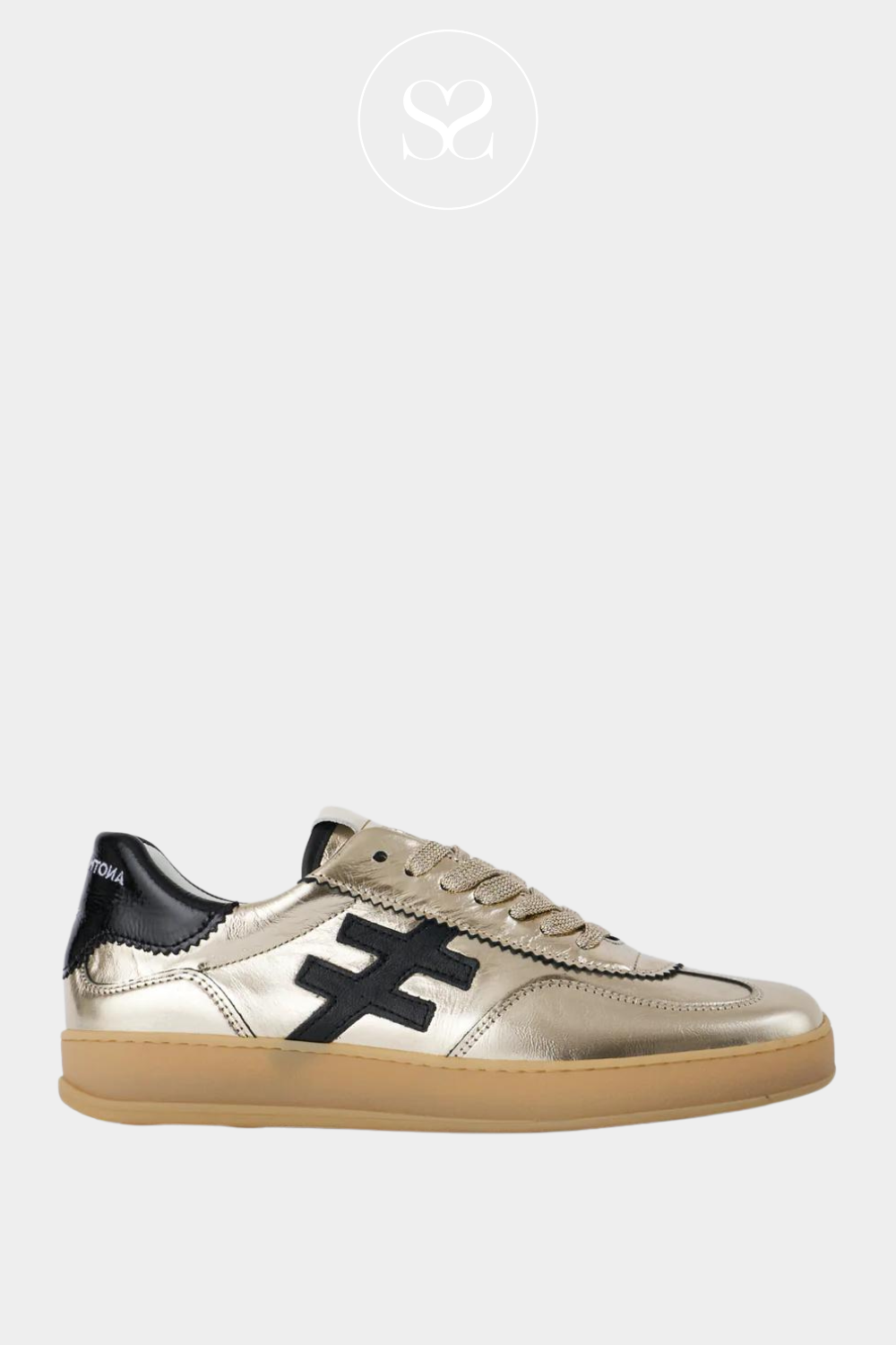 ANOTHER TREND GOLD AND BLACK METALLIC LEATHER TRAINERS - A032-58