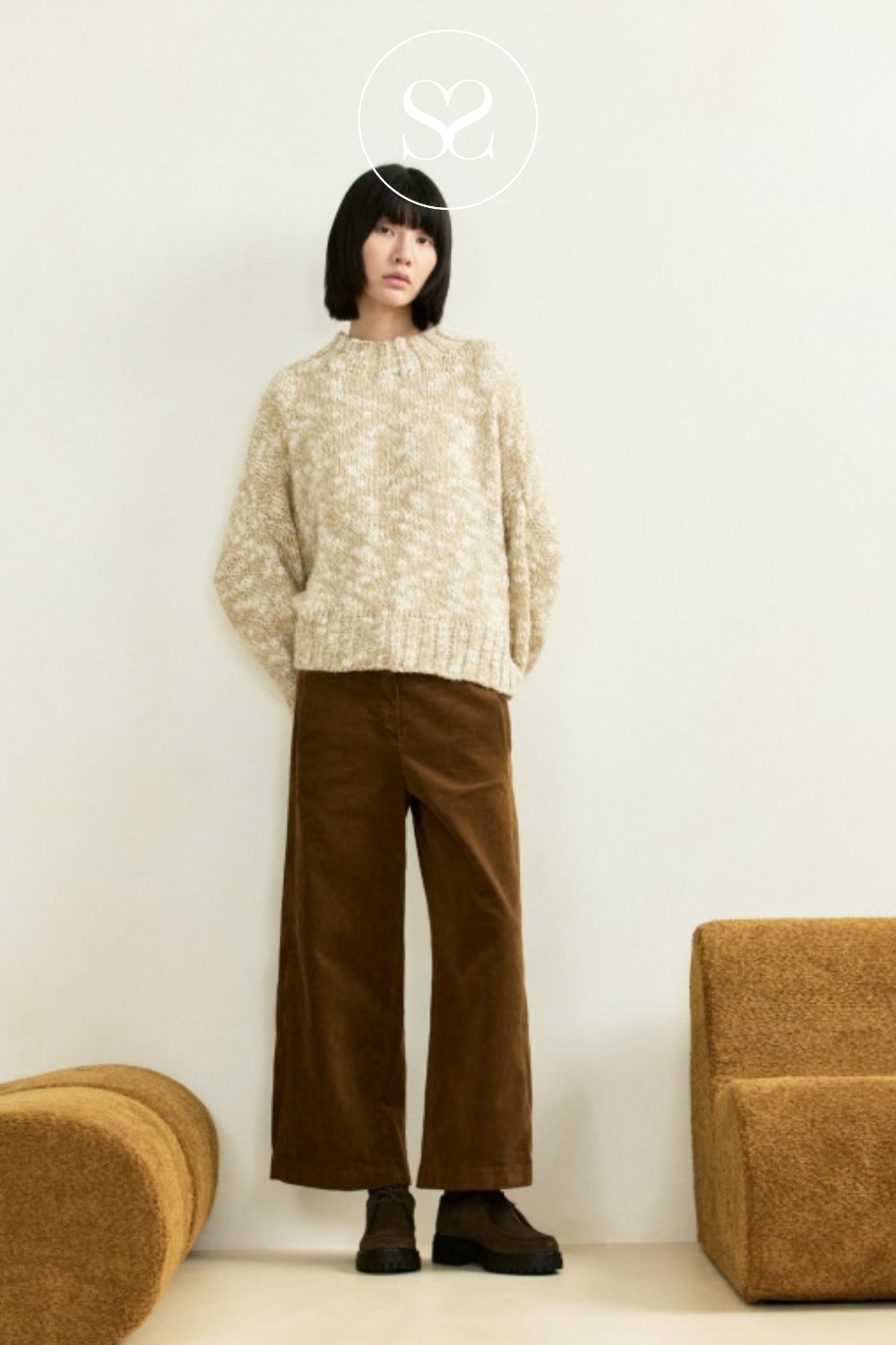 Camel Wide Leg Trousers - Taylen